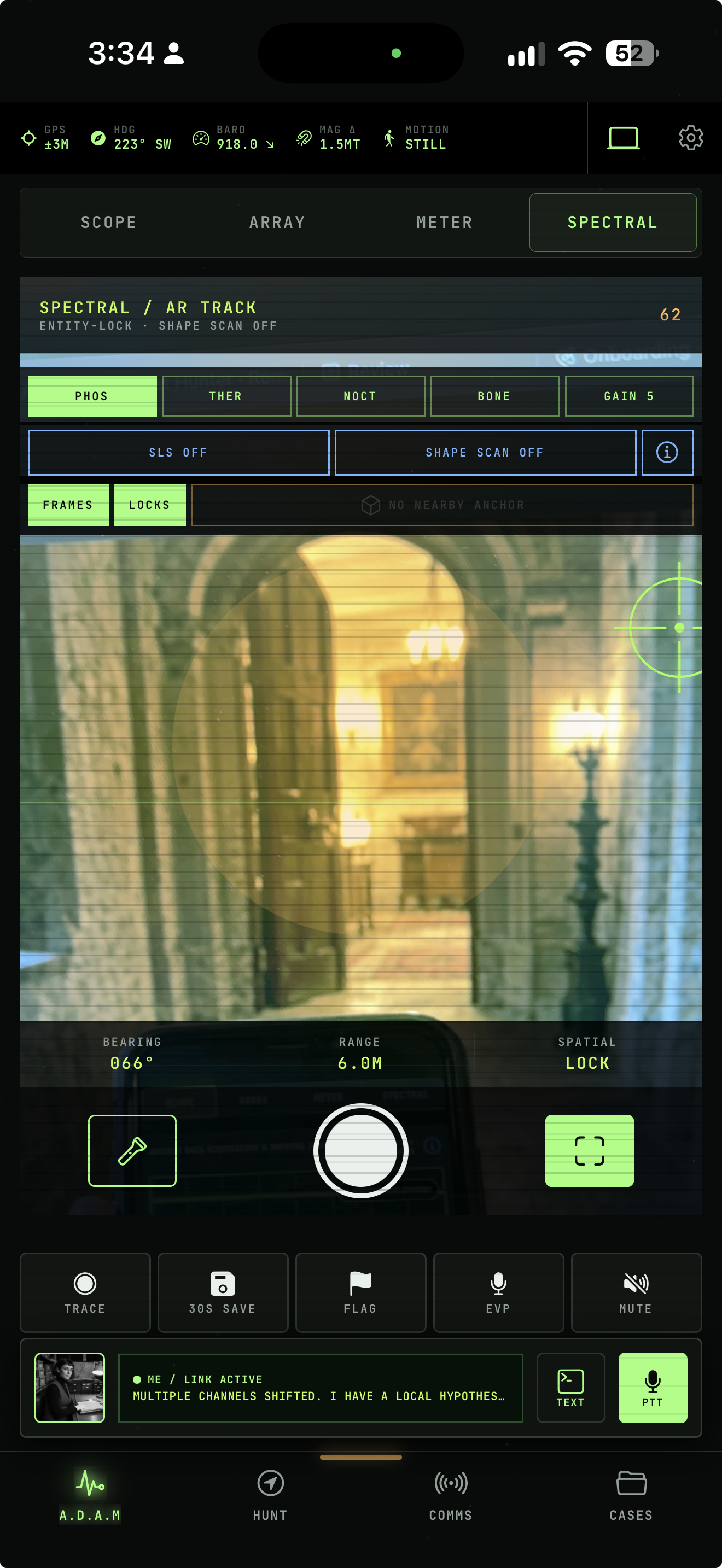 A.D.A.M. Spectral camera and spatial observation screen